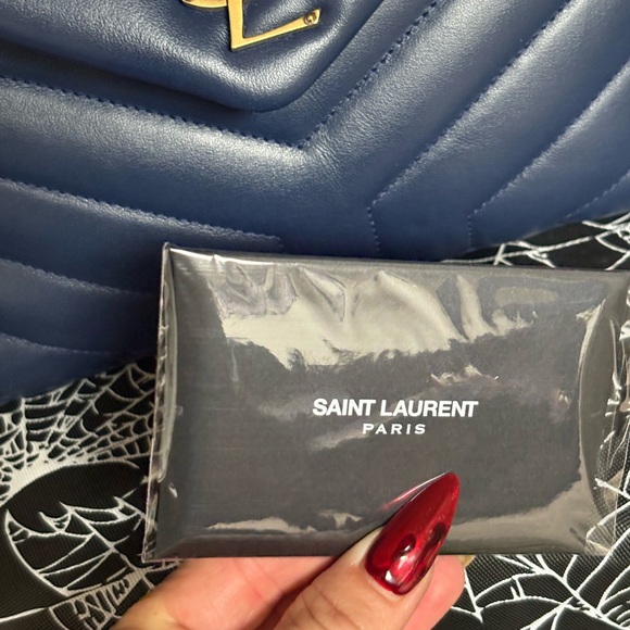 Yves Saint Laurent Dark Blue Chevron Shoulder Bag - Picture 2 of 6